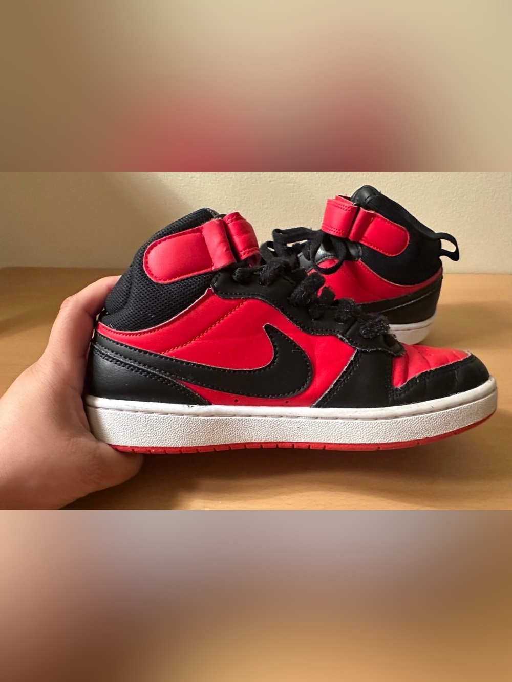 Nike Court Borough Mid 2 Big Kids' Boys Red/Black Shoes Size 5Y - Picture 9 of 12